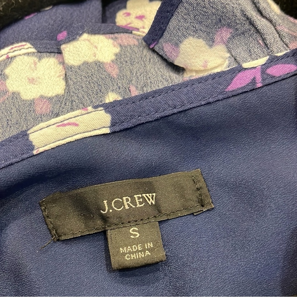 J. Crew Tie Neck Tiered Dress Floral Scattered Peony Print Small NWOT - Picture 13 of 15